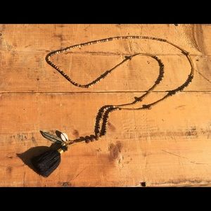 Black and brown tassel necklace